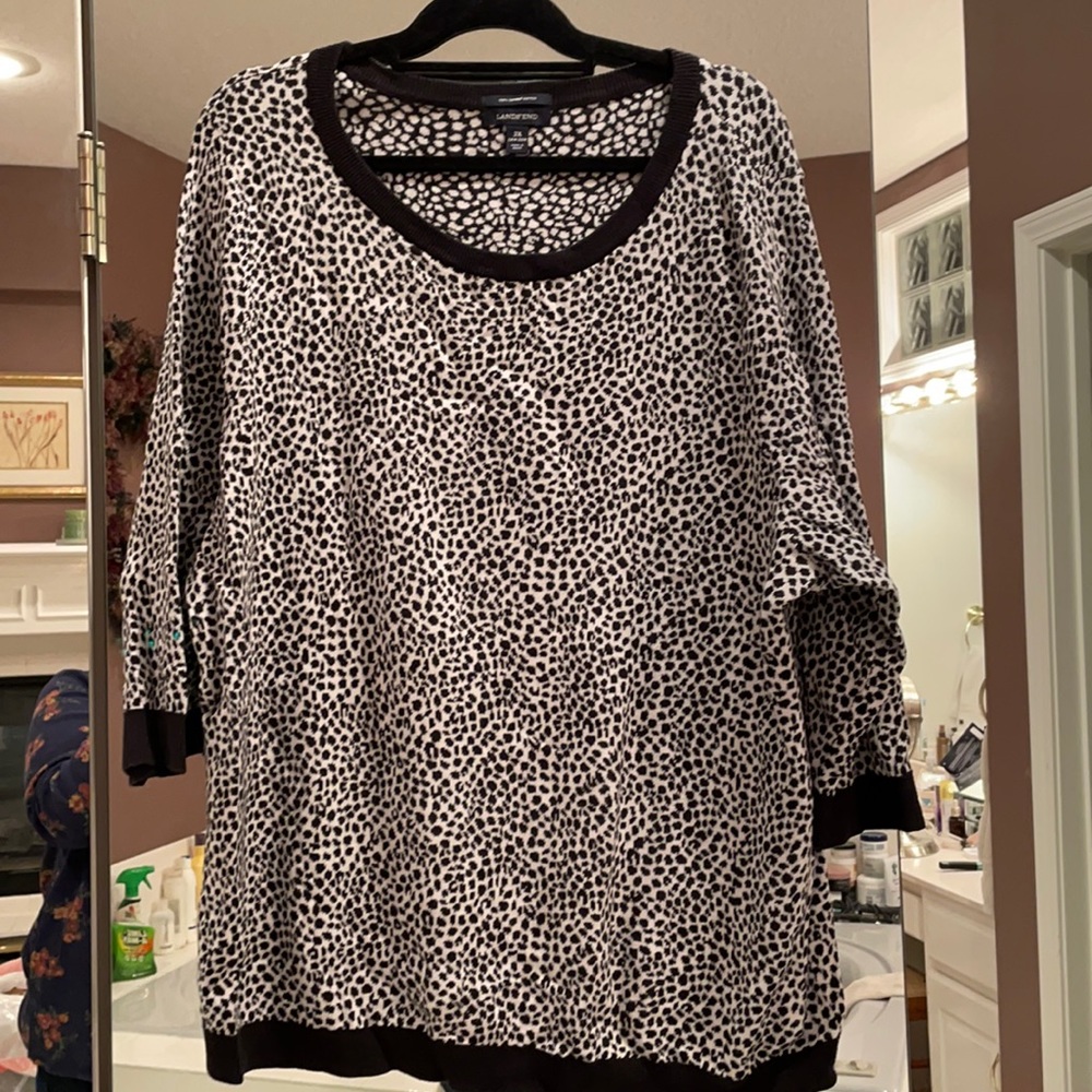 3x lands end supima 3/4 sleeve sweater